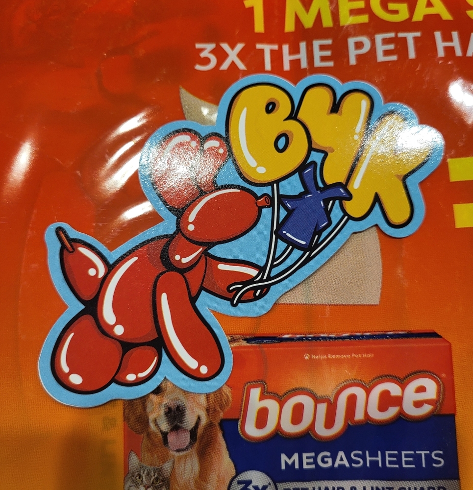 Dutch Bros Sticker with Red and Blue Balloon Dog